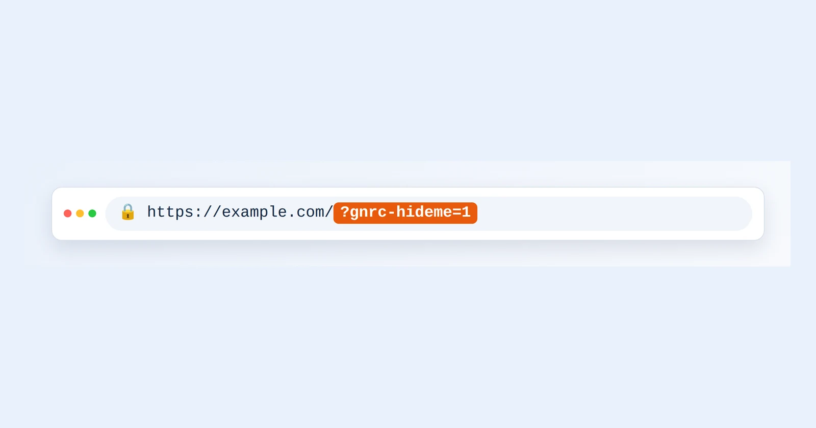 Eine Browser-Adressleiste mit ?gnrc-hideme=1 am Ende einer Webadresse